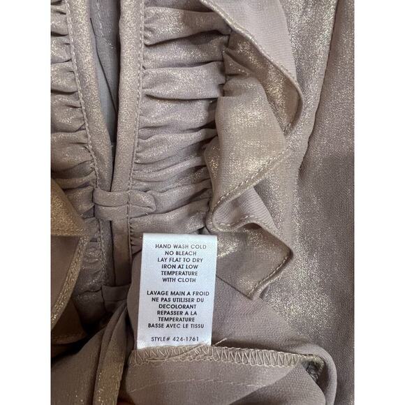 Nanette Lepore Size 8 Gold Top Ruffles Long Sleeve - Picture 4 of 7